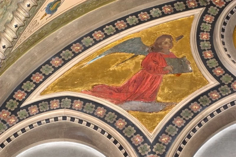 100-Modesto Faustini-Angelo inginocchiato con cartiglio - Santuario Santa Maria delle Grazie, Brescia  